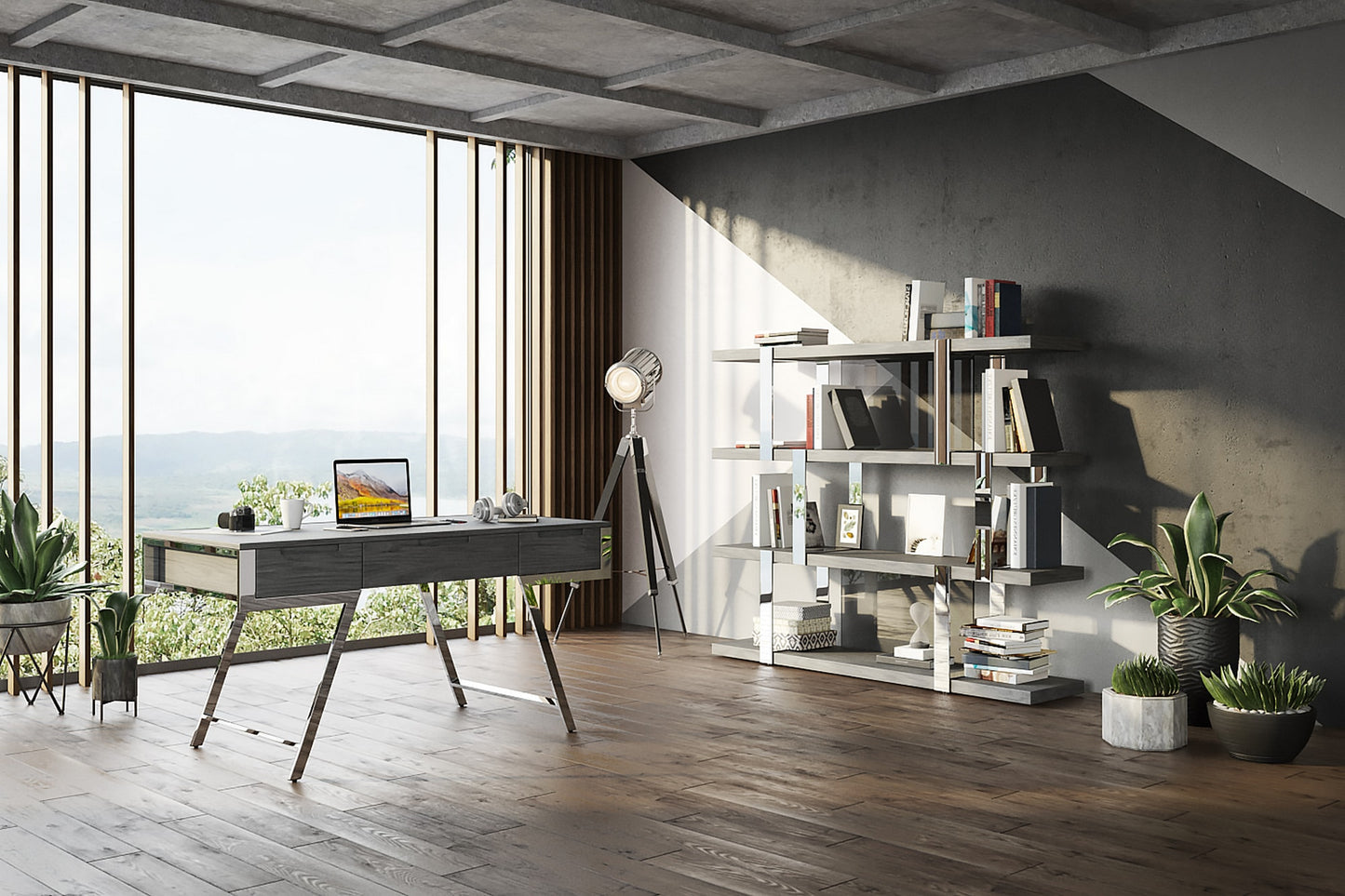 VIG Furniture Modrest Dessart Elm Grey Office Desk