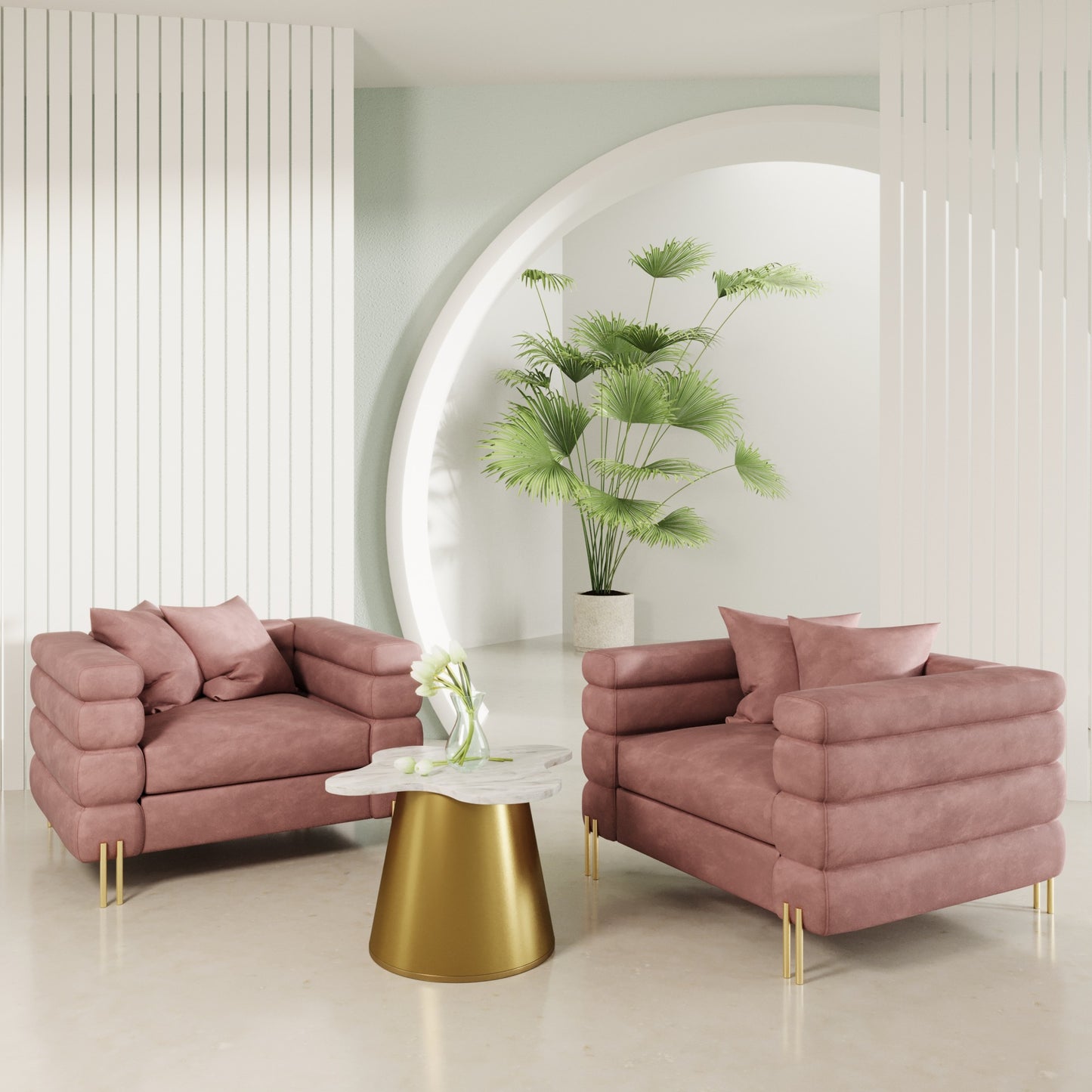 VIG Furniture Divani Casa Branson Pink Velvet Accent Chair