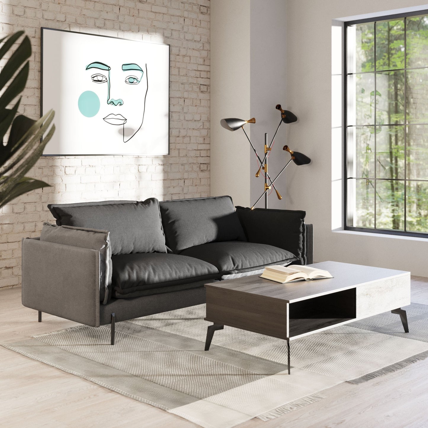 VIG Furniture Divani Casa Mars Grey Dark Grey Fabric Sofa