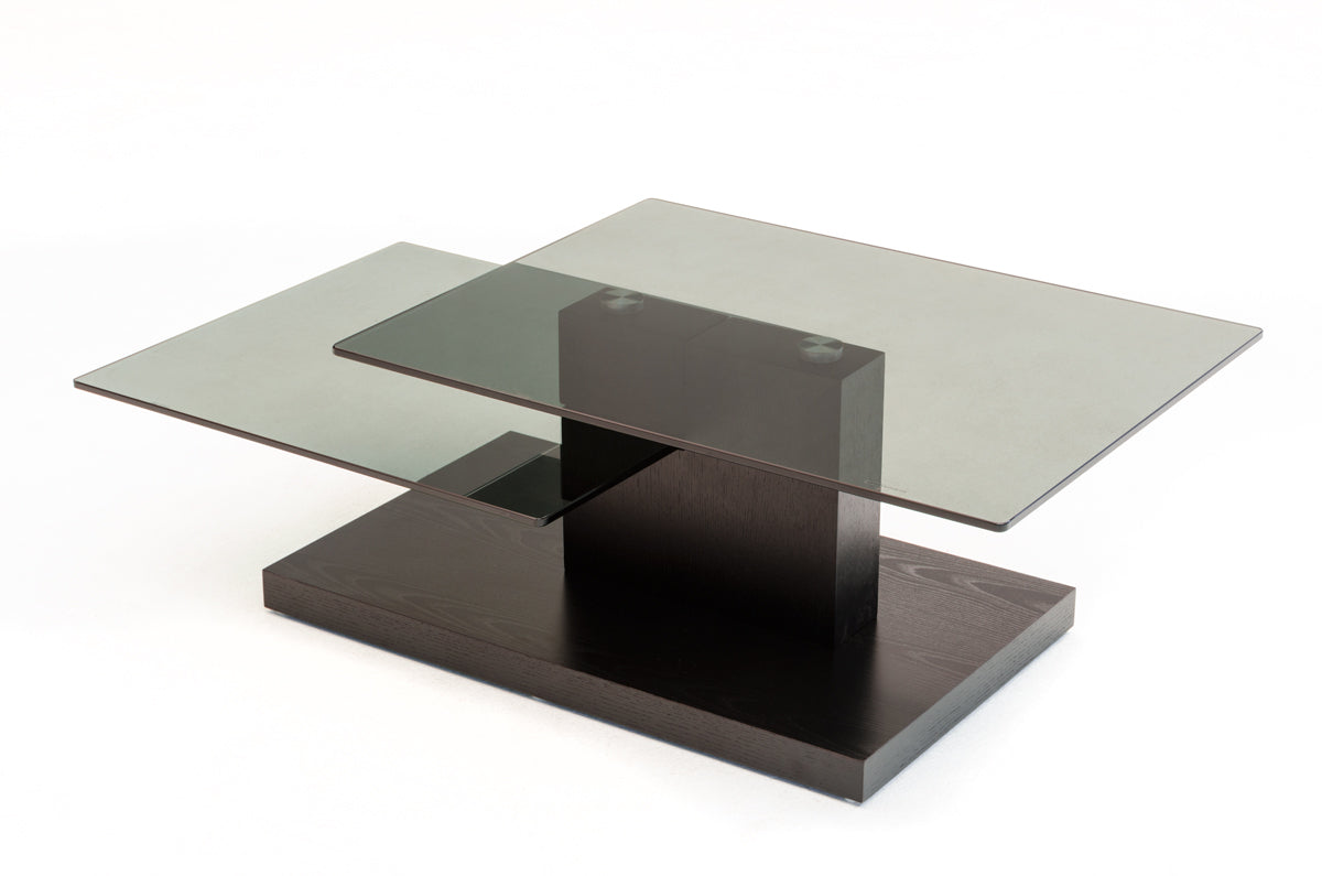 VIG Furniture Modrest Dove Black Oak Glass Coffee Table