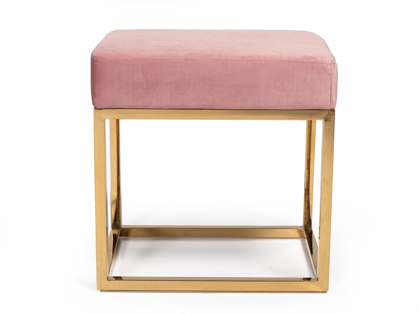 VIG Furniture Modrest Downey Pink Velvet Gold Stool Ottoman