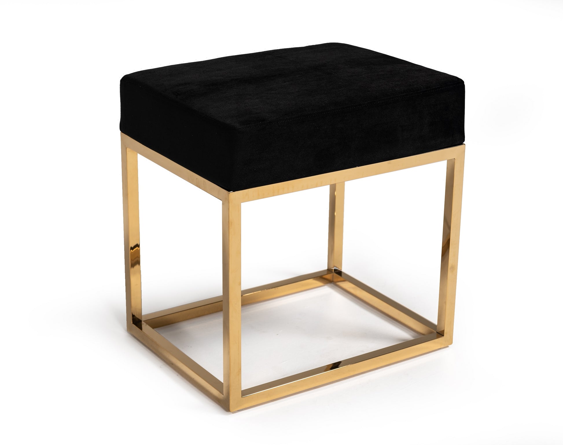 VIG Furniture Modrest Downey Black Velvet Gold Stool Ottoman