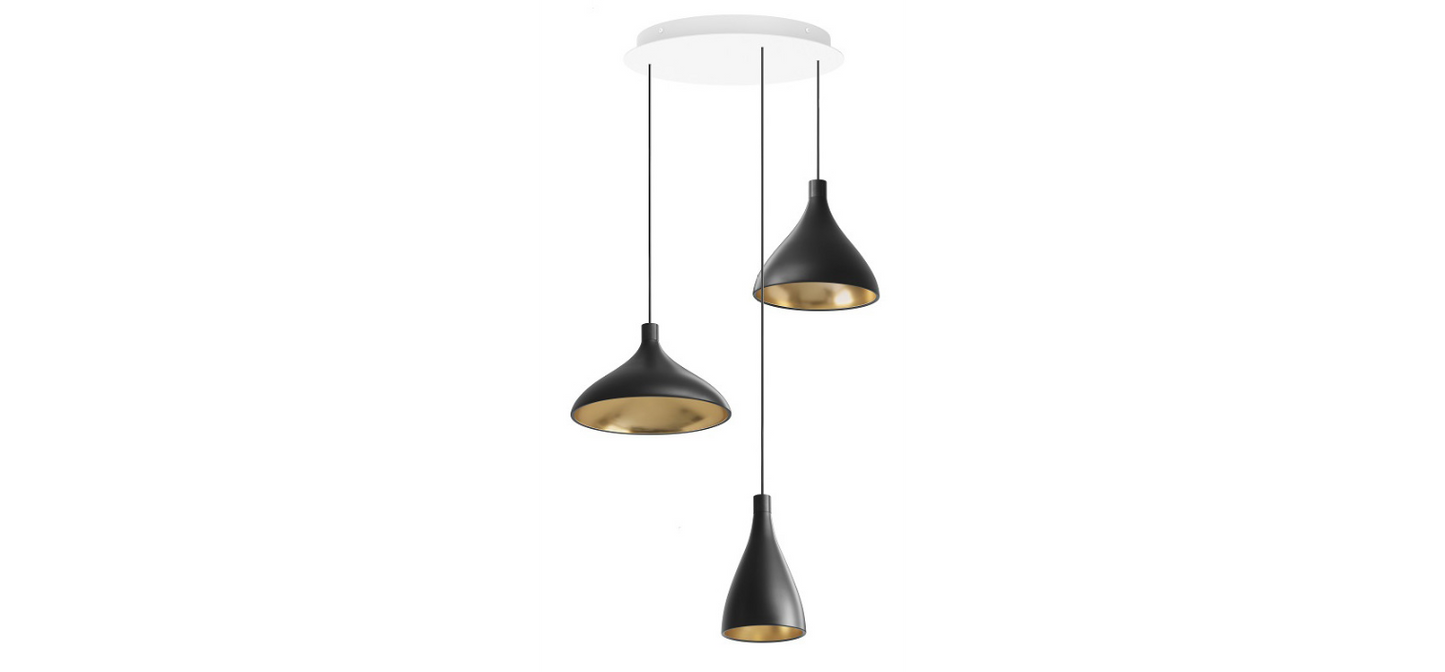 Pablo Designs Swell 3-Light Chandelier  Black Brass | Loftmodern
