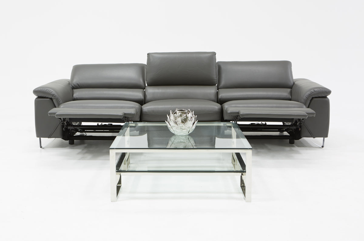 VIG Furniture Divani Casa Maine Grey Leather Sofa Electric Recliners