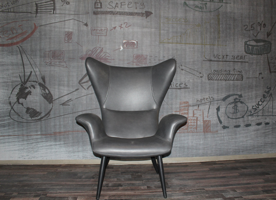 VIG Furniture Divani Casa Slater Dark Grey Leatherette Lounge Chair