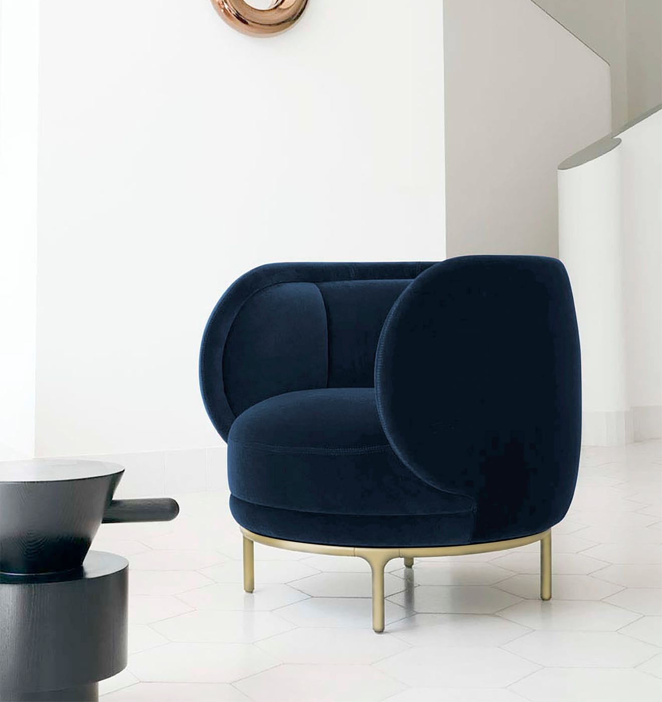 VIG Furniture Divani Casa Eckley Blue Velvet Accent Chair