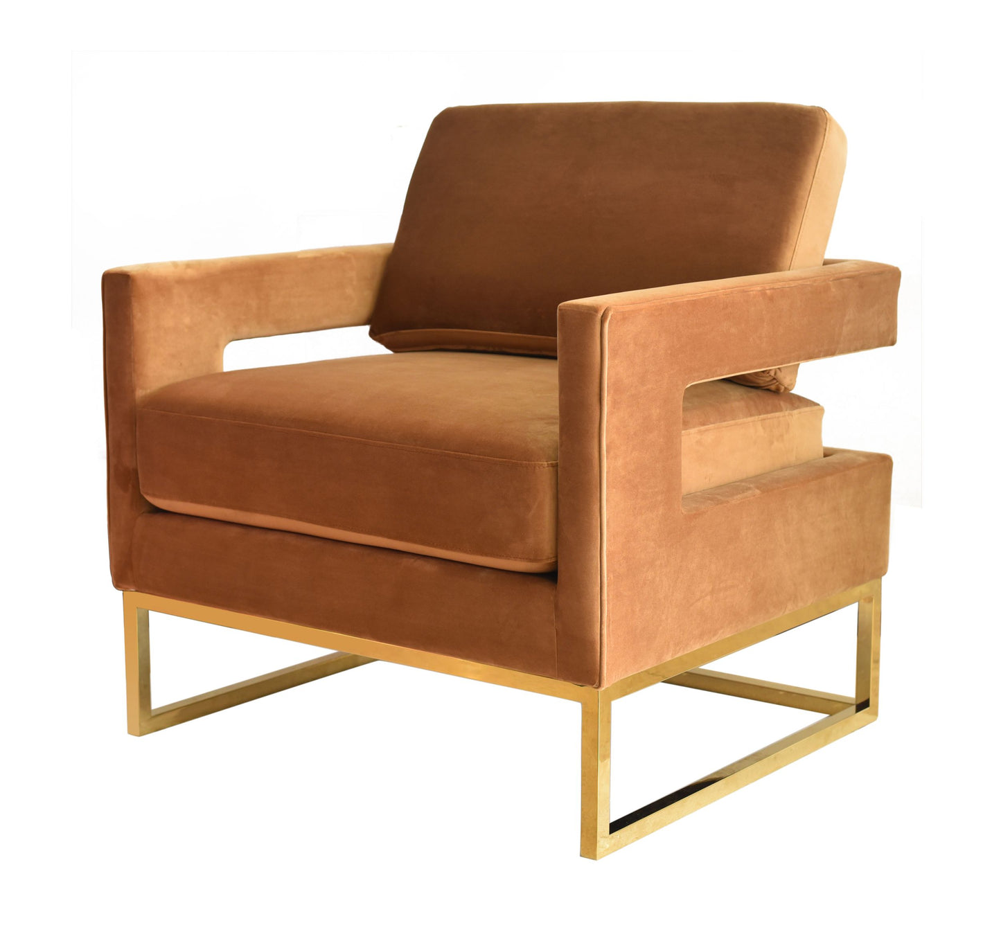 VIG Furniture Modrest Edna Camel Velvet Gold Accent Chair