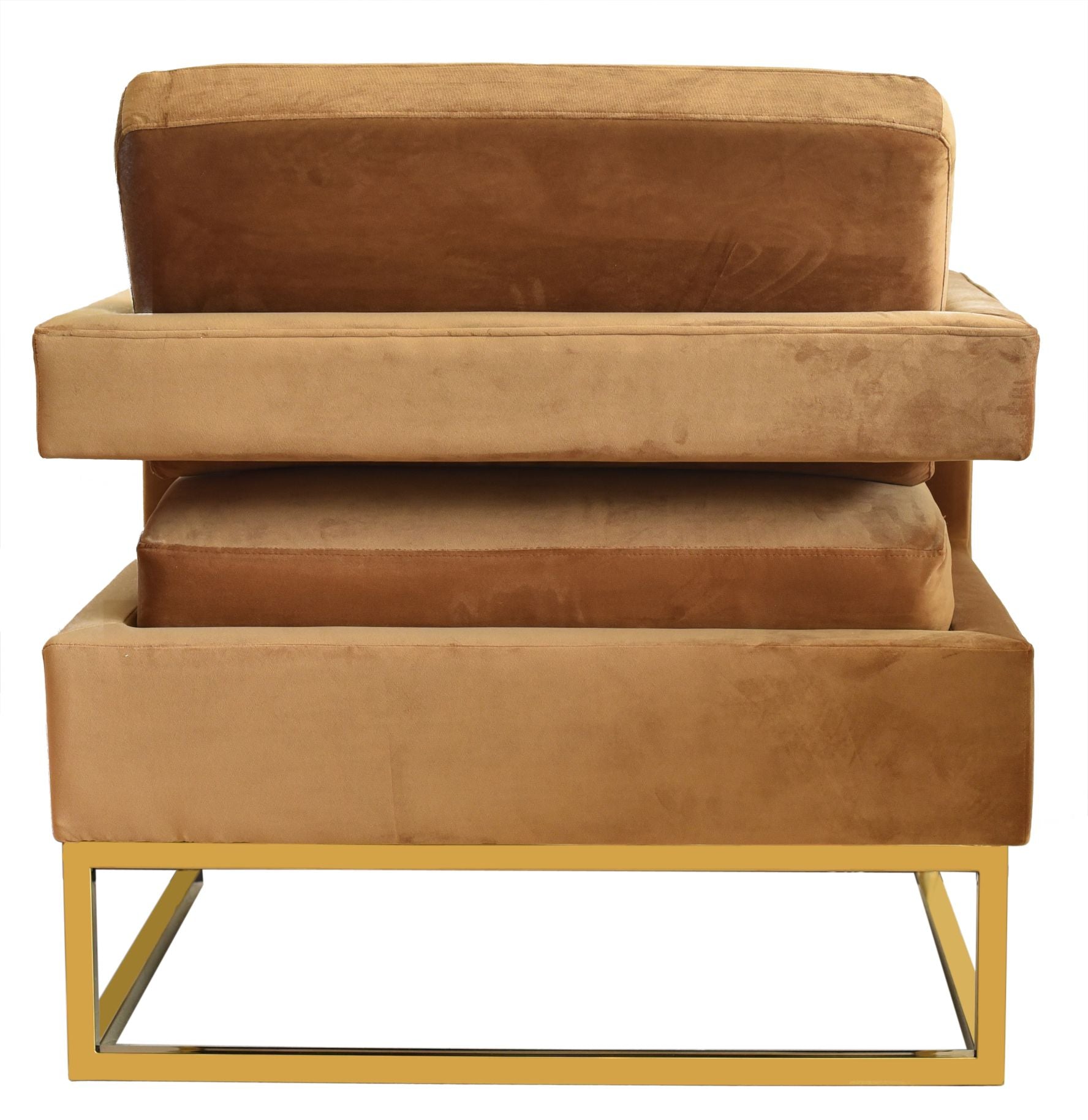 VIG Furniture Modrest Edna Camel Velvet Gold Accent Chair