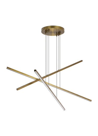 Aged Brass Linear LED Pendant for Dining & Kitchen: Visual Comfort Essence Trio