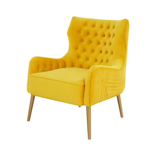 VIG Furniture Modrest Everly Velvet Yellow Accent Chair
