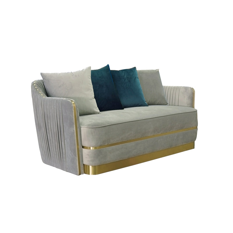 VIG Furniture Divani Casa Ardine Grey Velvet Gold Loveseat Sofa