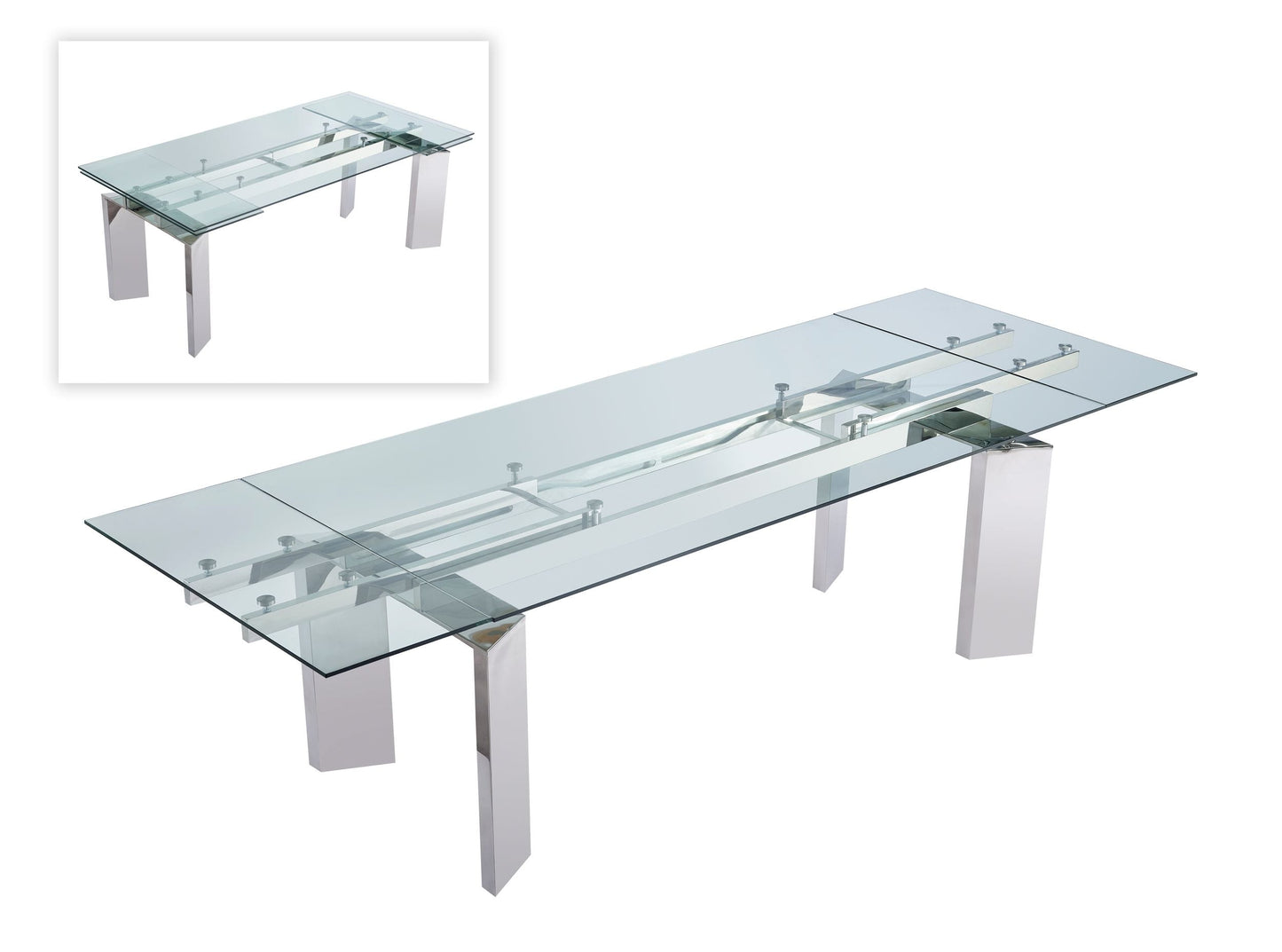 VIG Furniture Modrest Viking Extendable Glass Dining Table