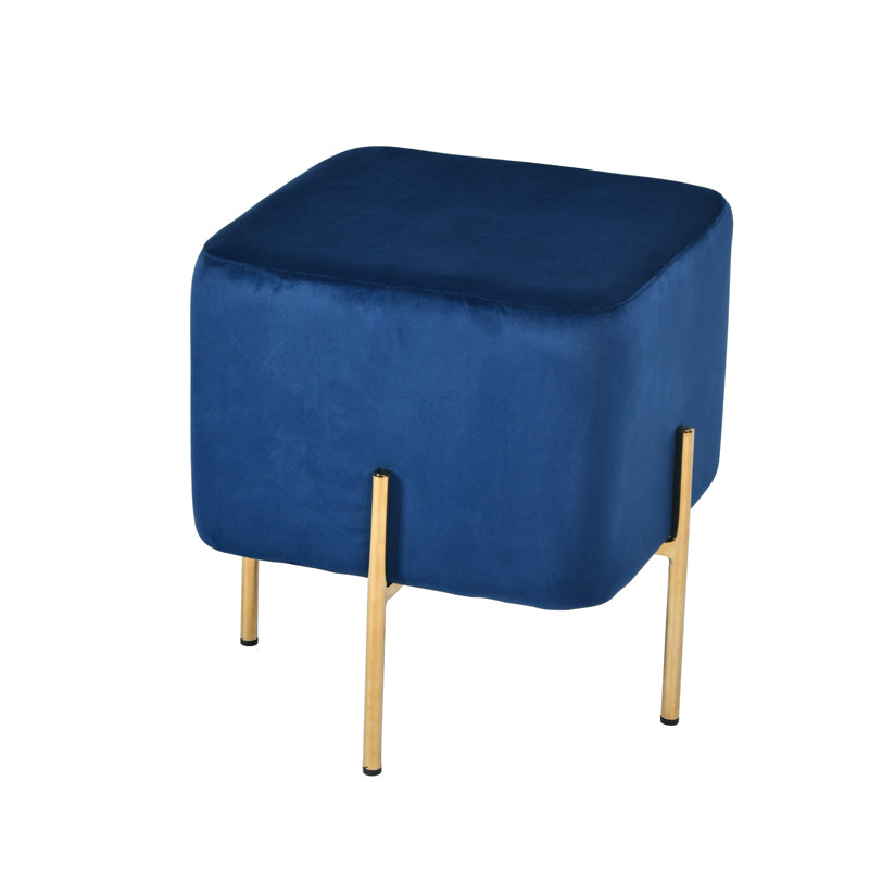 VIG Furniture Modrest Daphne Blue Velvet Gold Ottoman
