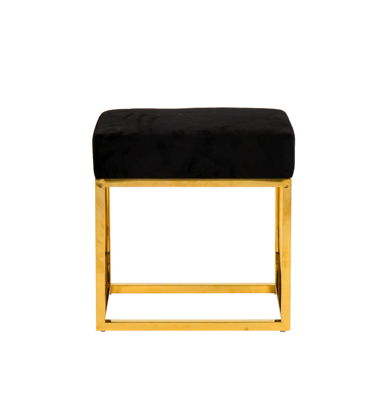 VIG Furniture Modrest Downey Black Velvet Gold Stool Ottoman