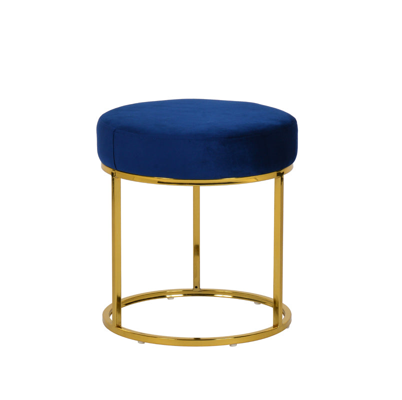 VIG Furniture Modrest Elmont Blue Velvet Gold Stool Ottoman
