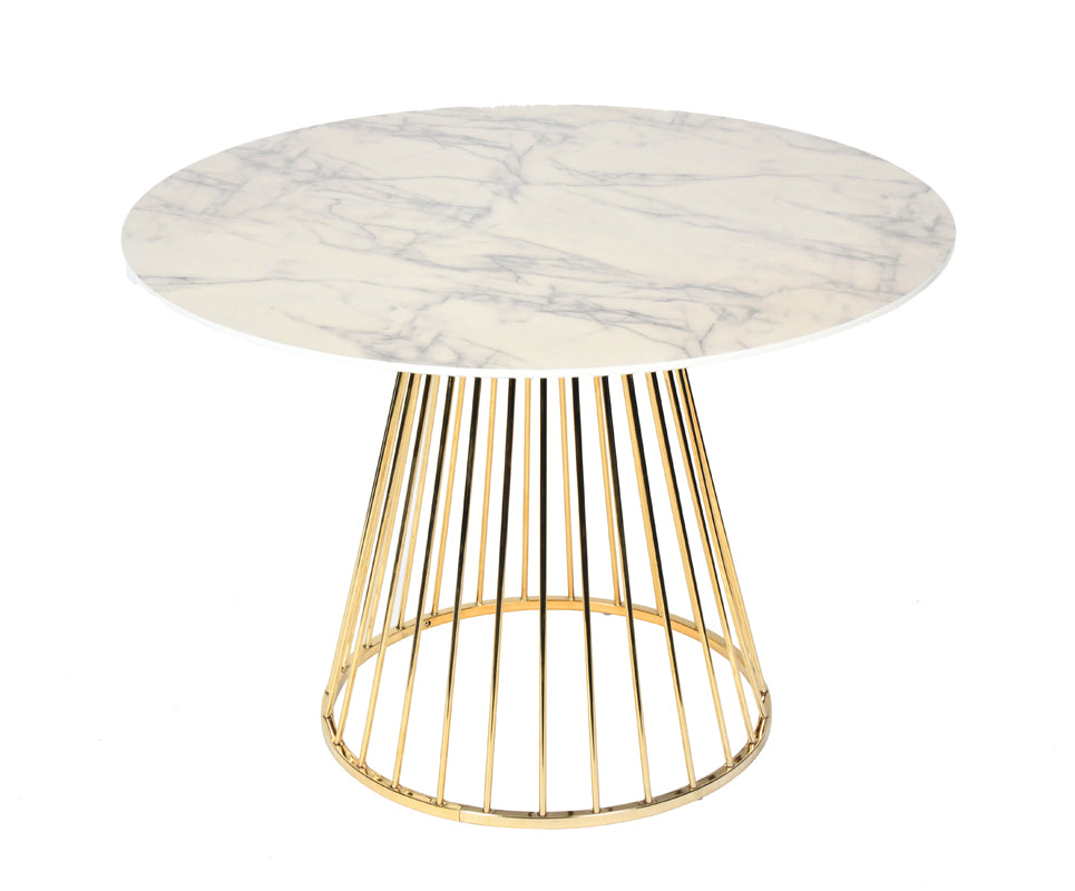 VIG Furniture Modrest Holly White Gold Round Dining Table