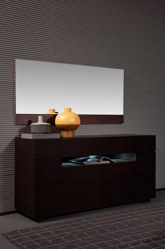 VIG Furniture Modrest Ceres Brown Oak Bedroom Mirror