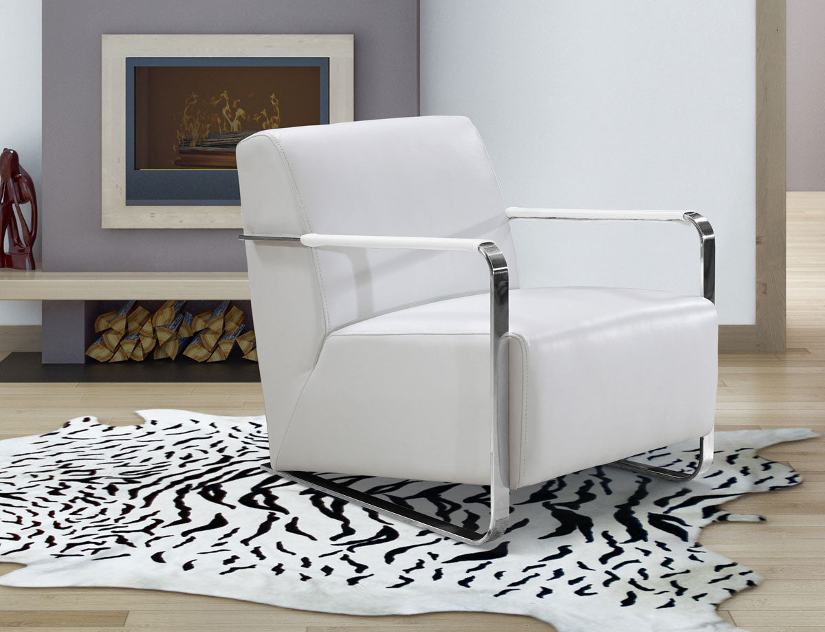VIG Furniture Divani Casa Bison White Leather Lounge Chair