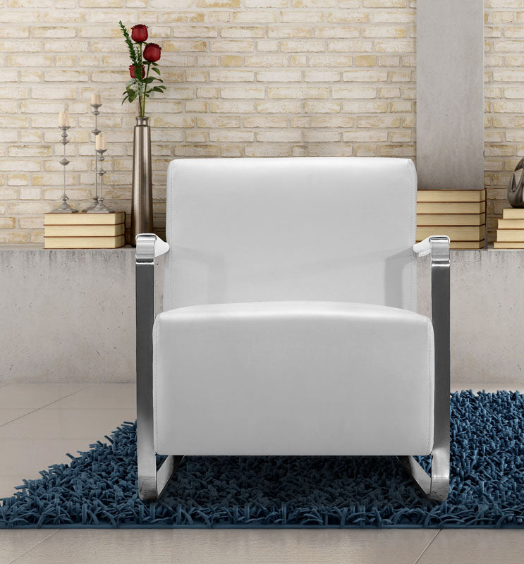 VIG Furniture Divani Casa Bison White Leather Lounge Chair