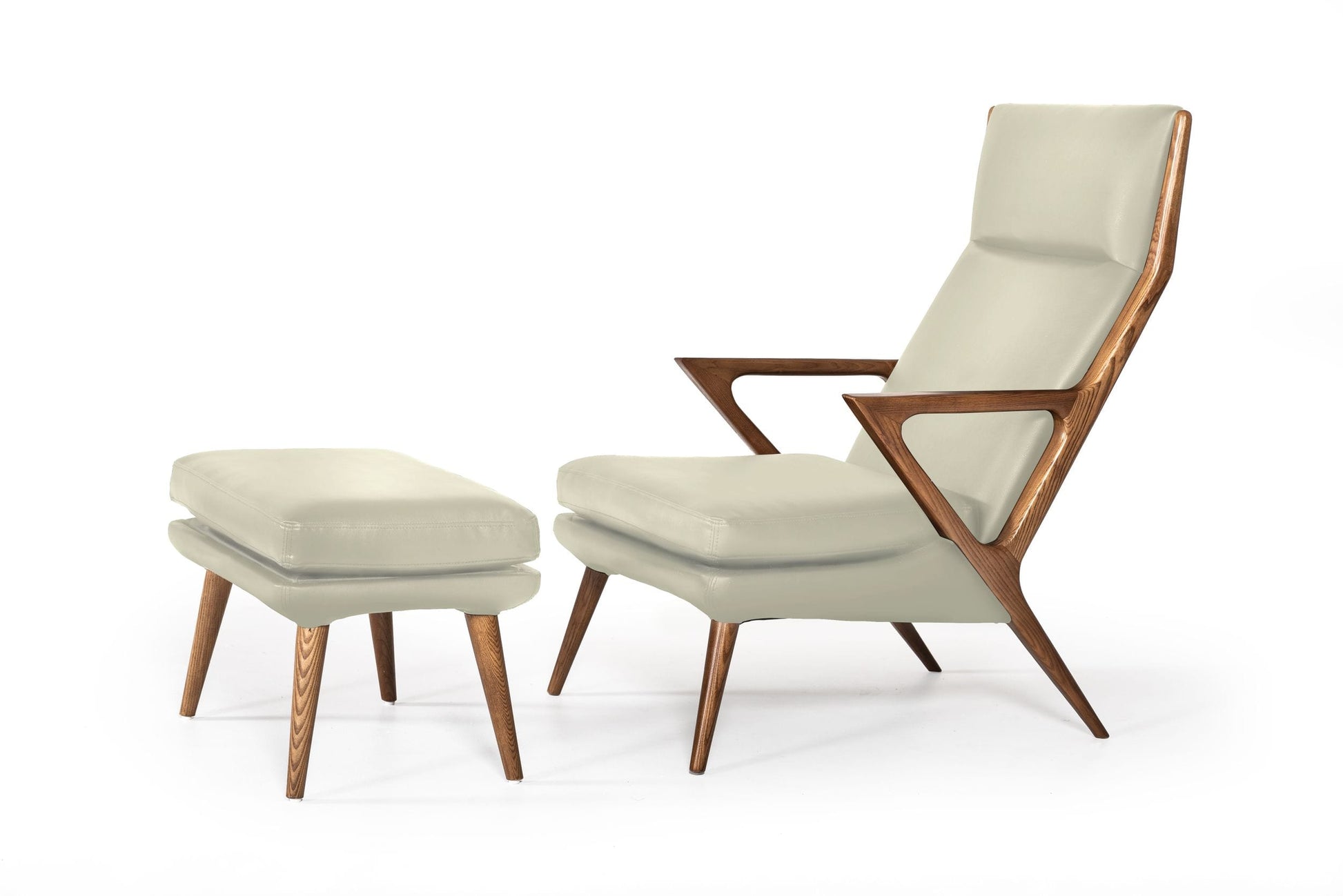VIG Furniture Modrest Fulton Beige Lounge Chair Ottoman