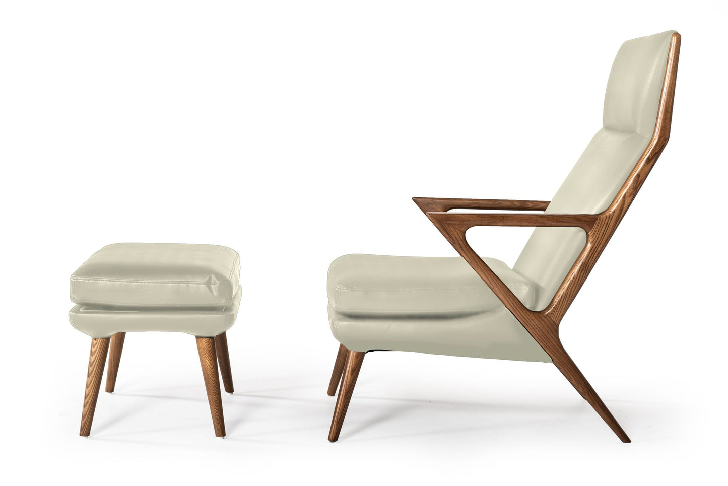 VIG Furniture Modrest Fulton Beige Lounge Chair Ottoman