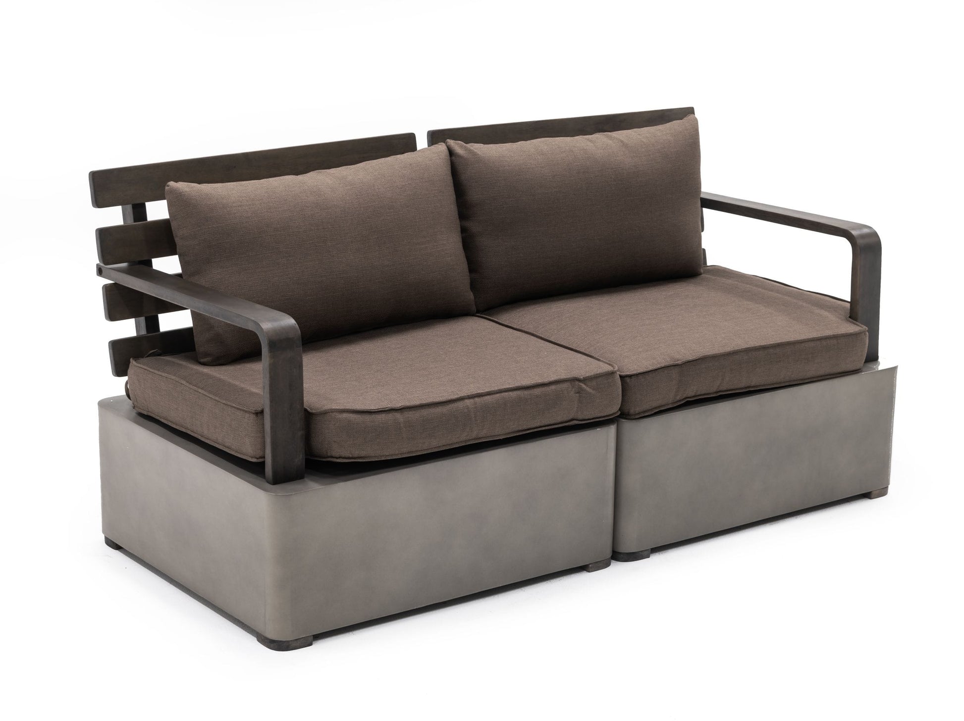 VIG Furniture Renava Garza Outdoor Concrete Acacia 2 Seater Sofa