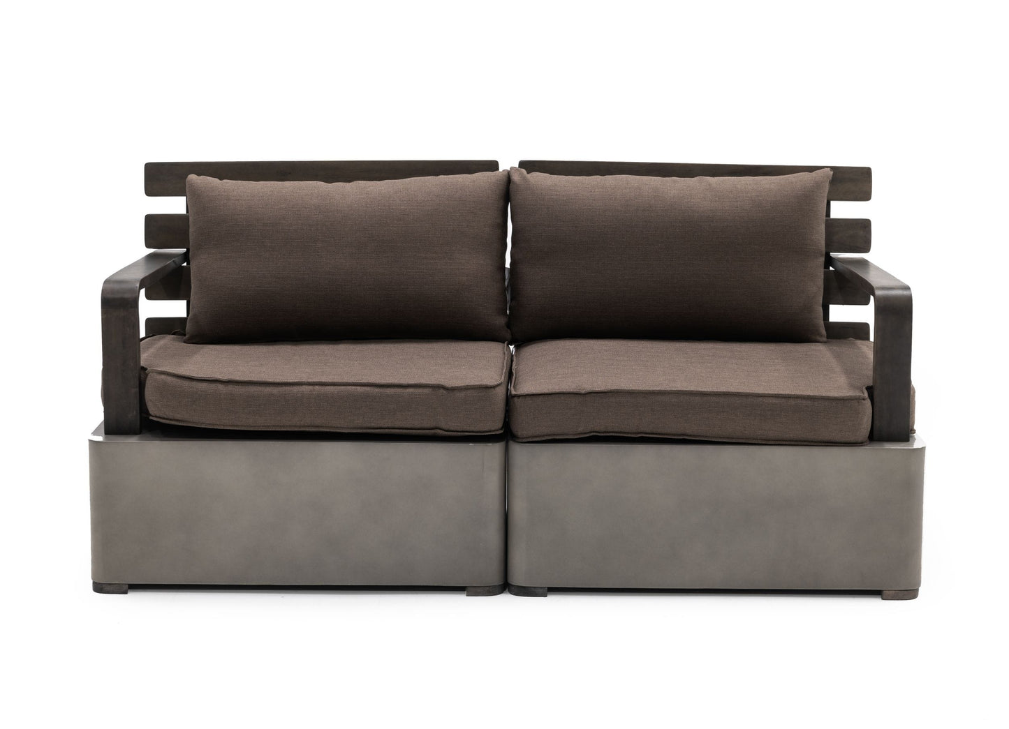 VIG Furniture Renava Garza Outdoor Concrete Acacia 2 Seater Sofa