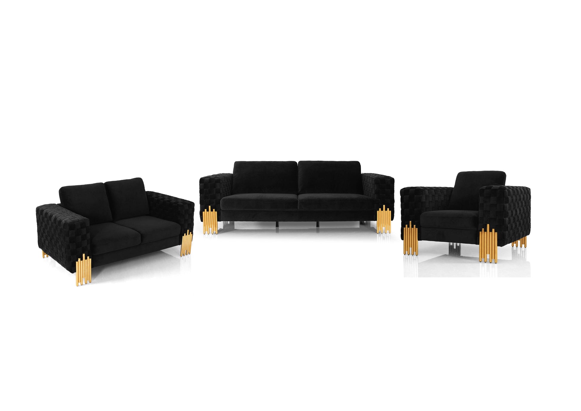 VIG Furniture Divani Casa Georgia Velvet Glam Black Gold Sofa Set