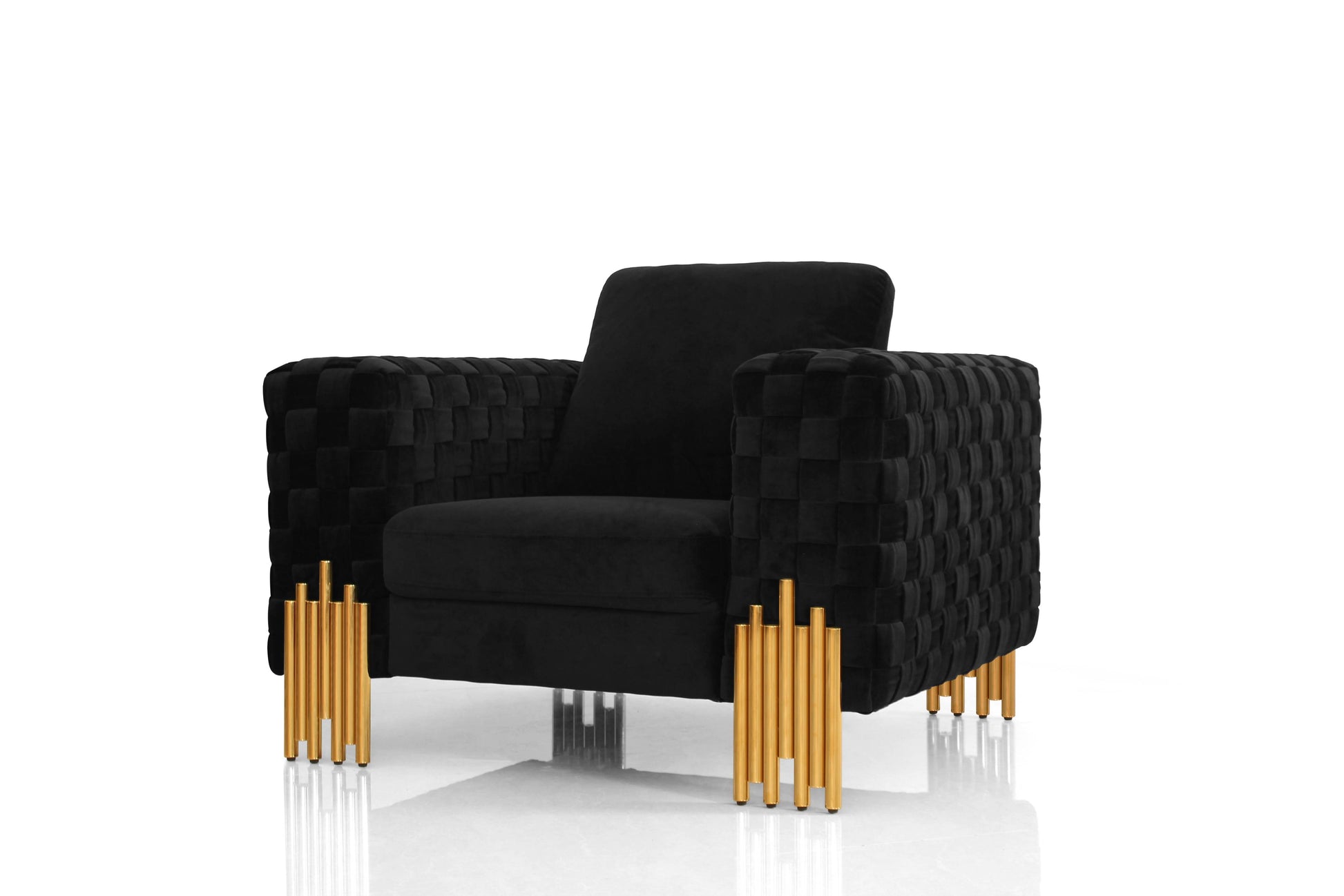 VIG Furniture Divani Casa Georgia Velvet Glam Black Gold Sofa Set
