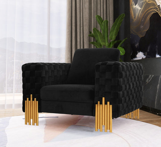 VIG Furniture Divani Casa Georgia Velvet Glam Black Gold Chair
