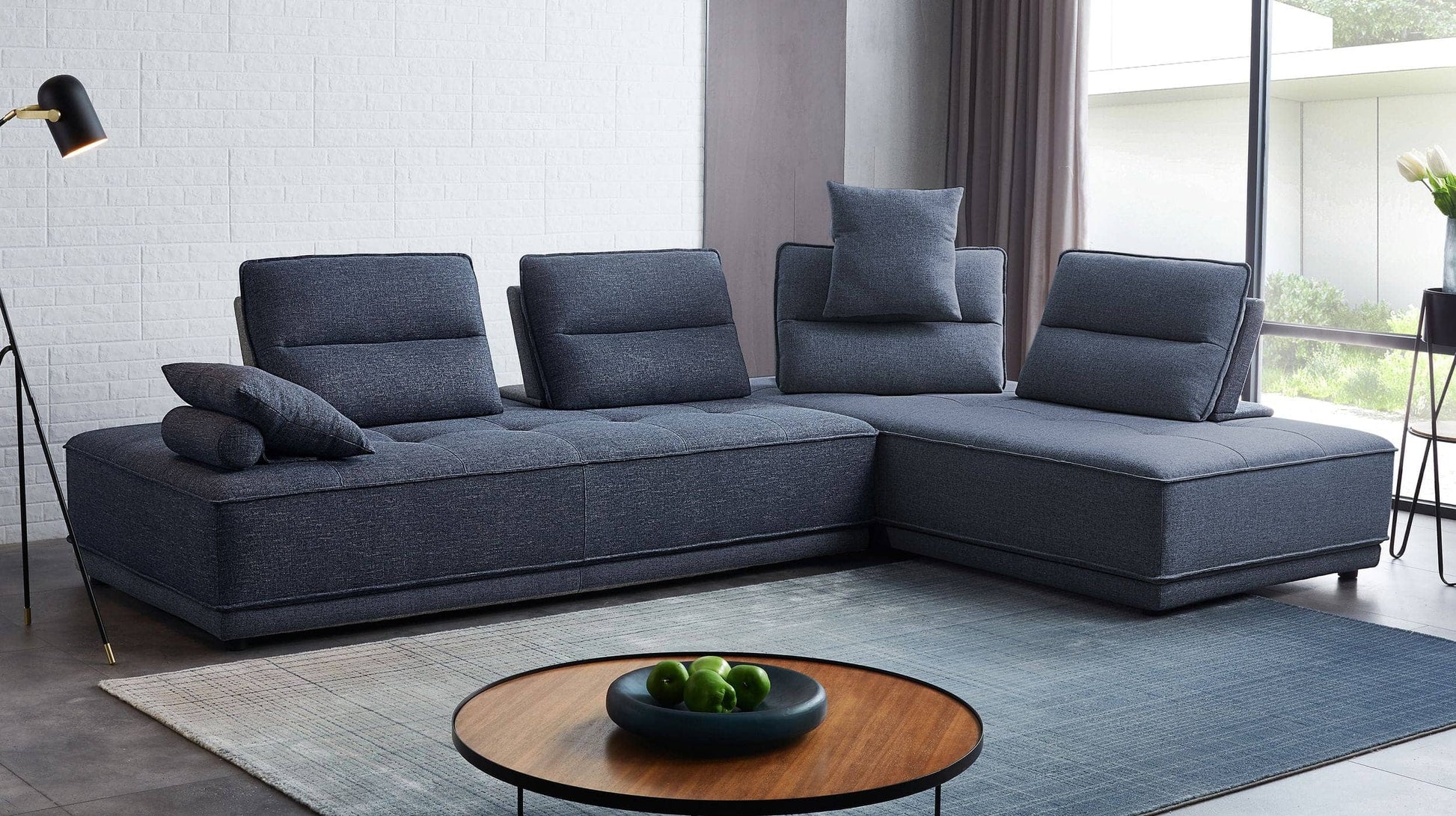 VIG Furniture Divani Casa Glendale Blue Fabric Modular Sectional Sofa