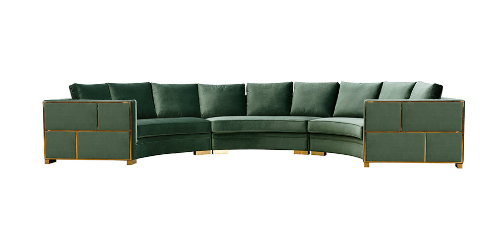 VIG Furniture Divani Casa Ritner Green Velvet Curved Sectional Sofa