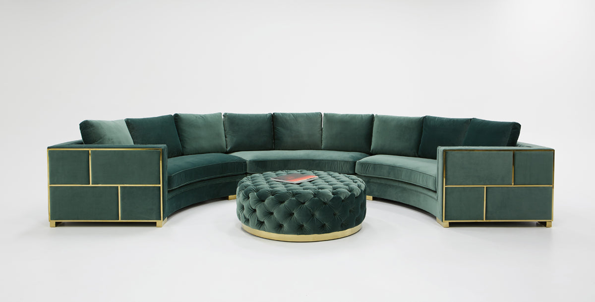VIG Furniture Divani Casa Ritner Green Velvet Curved Sectional Sofa