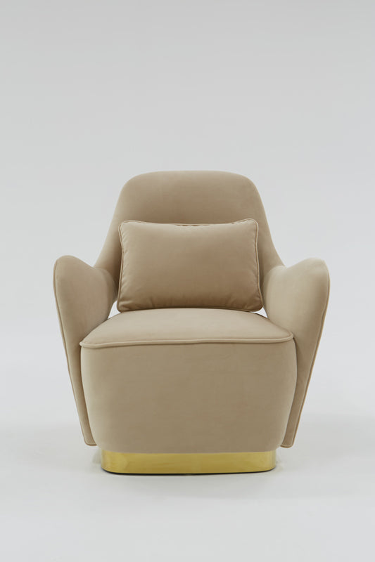 VIG Furniture Divani Casa Visalia Beige Velvet Gold Accent Chair