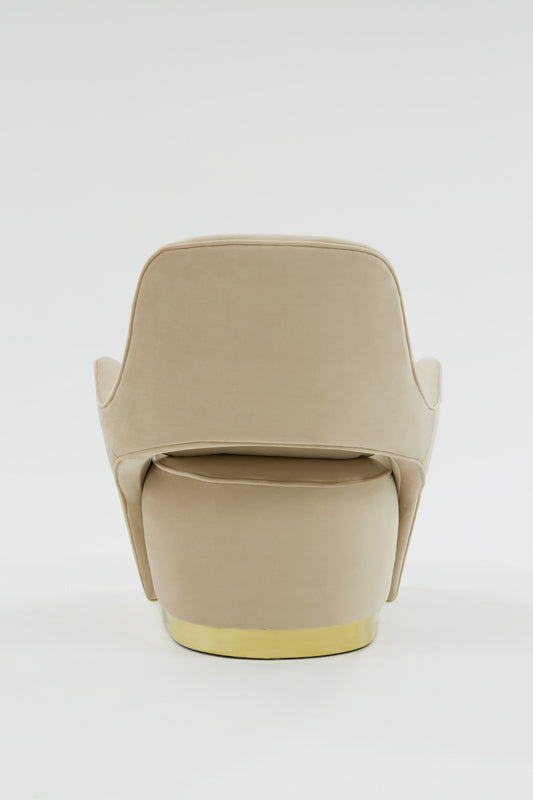 VIG Furniture Divani Casa Visalia Beige Velvet Gold Accent Chair