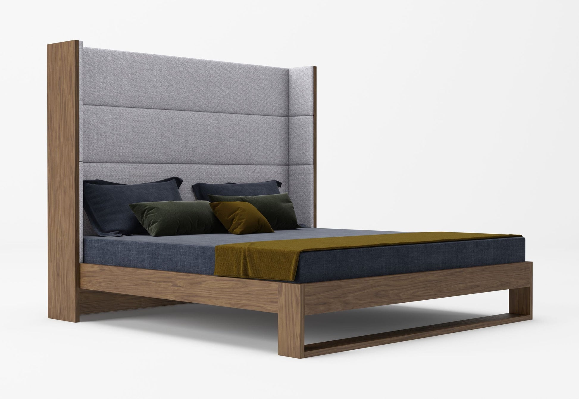 VIG Furniture Modrest Heloise Grey Fabric Walnut Trim Bed
