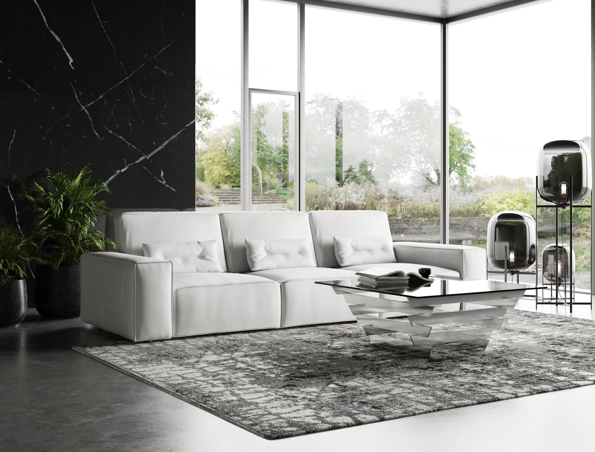 VIG Furniture Coronelli Hollywood Italian White Leather Sectional Sofa