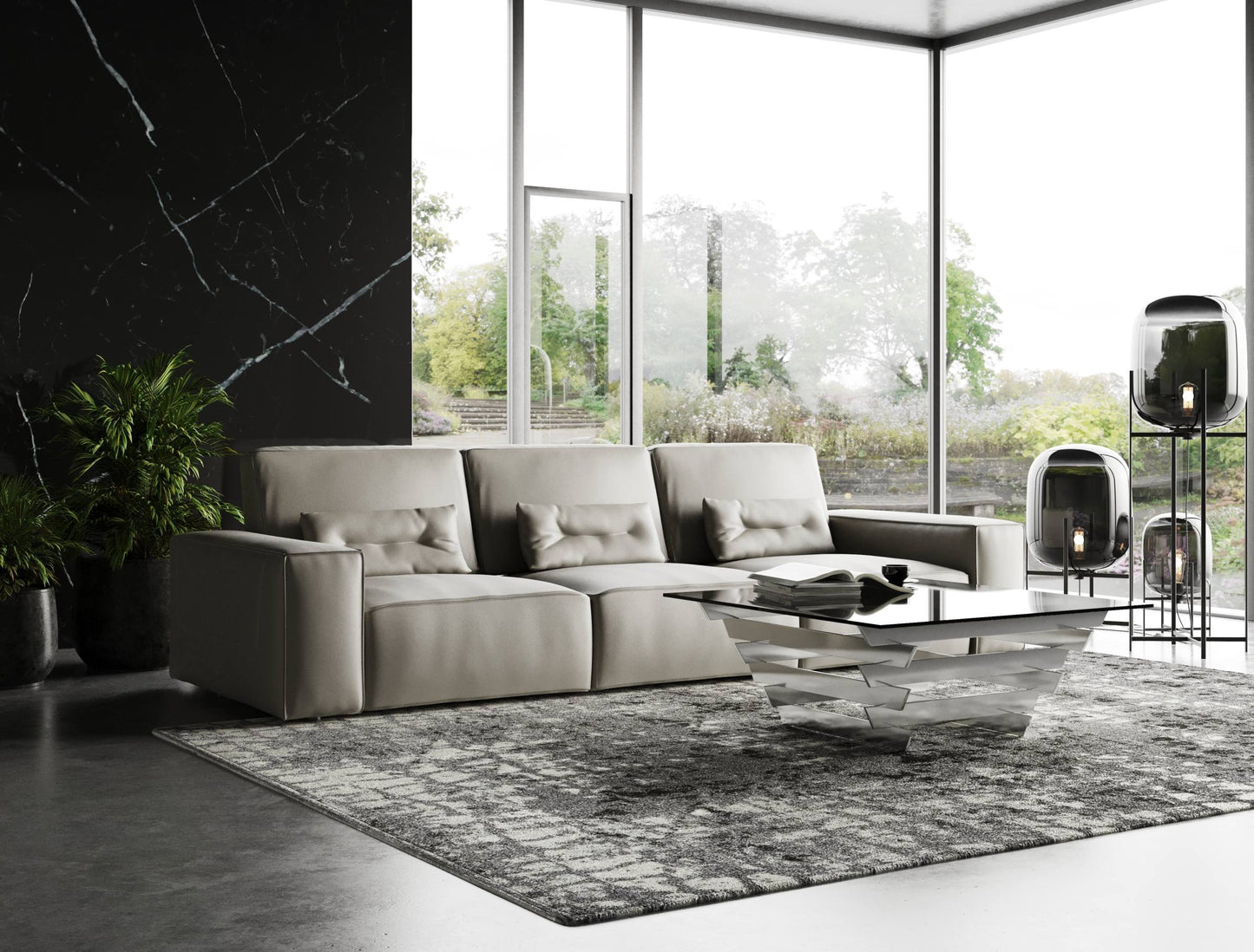 VIG Furniture Coronelli Hollywood Italian Grey Leather Sectional Sofa