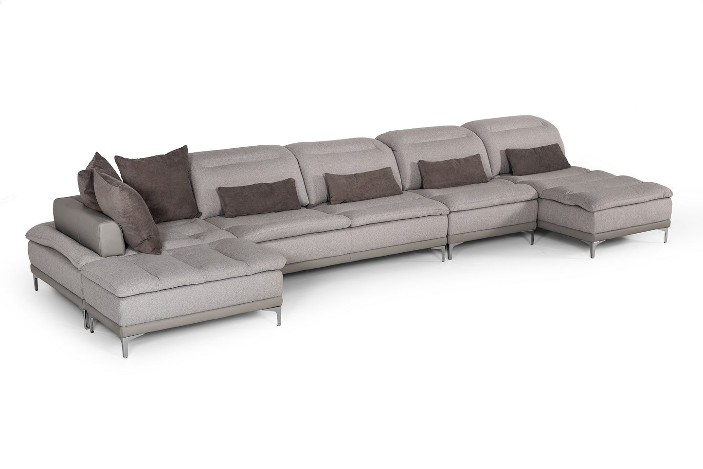 VIG Furniture David Ferrari Horizon Grey Fabric Grey Leather Sectional Sofa