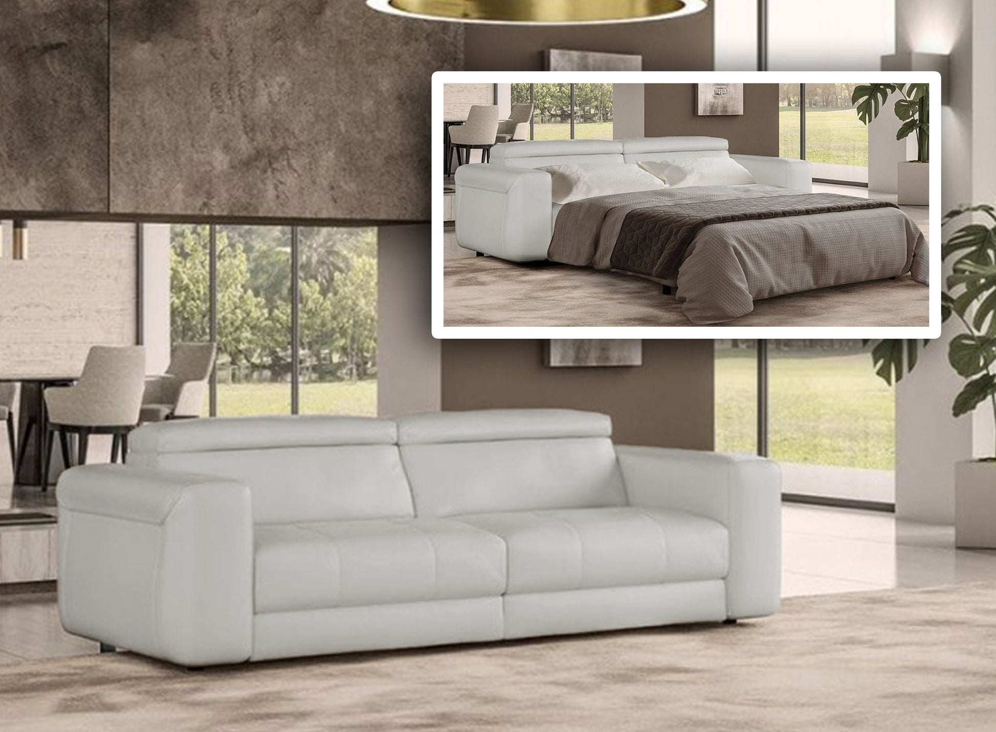 VIG Furniture Coronelli Icon Italian Grey Leather Sofa Bed
