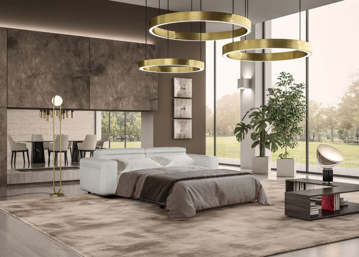 VIG Furniture Coronelli Icon Italian Grey Leather Sofa Bed