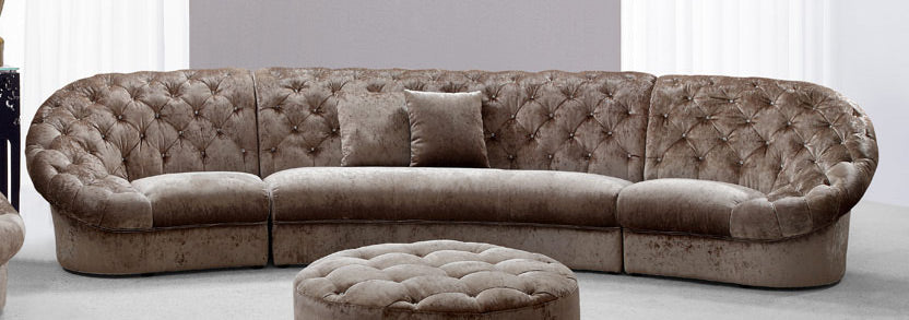 VIG Furniture Divani Casa Cosmopolitan Mini Beige Tufted Fabric Curved Sectional Sofa
