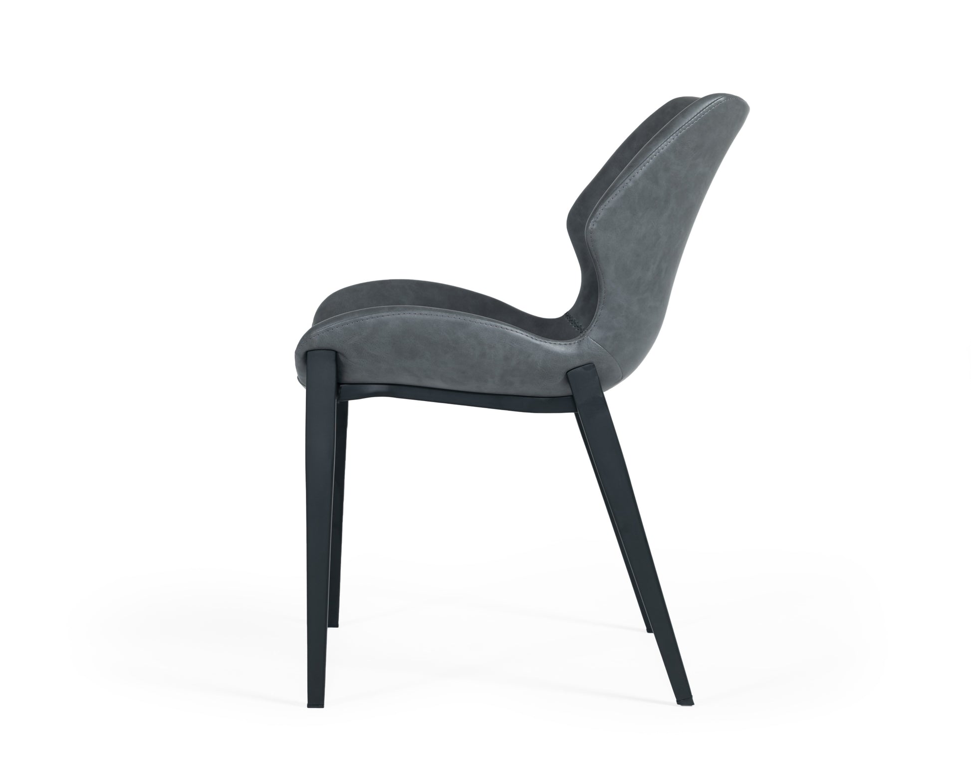 VIG Furniture Modrest Instone Industrial Dark Grey Leather Dining Chair Set of 2