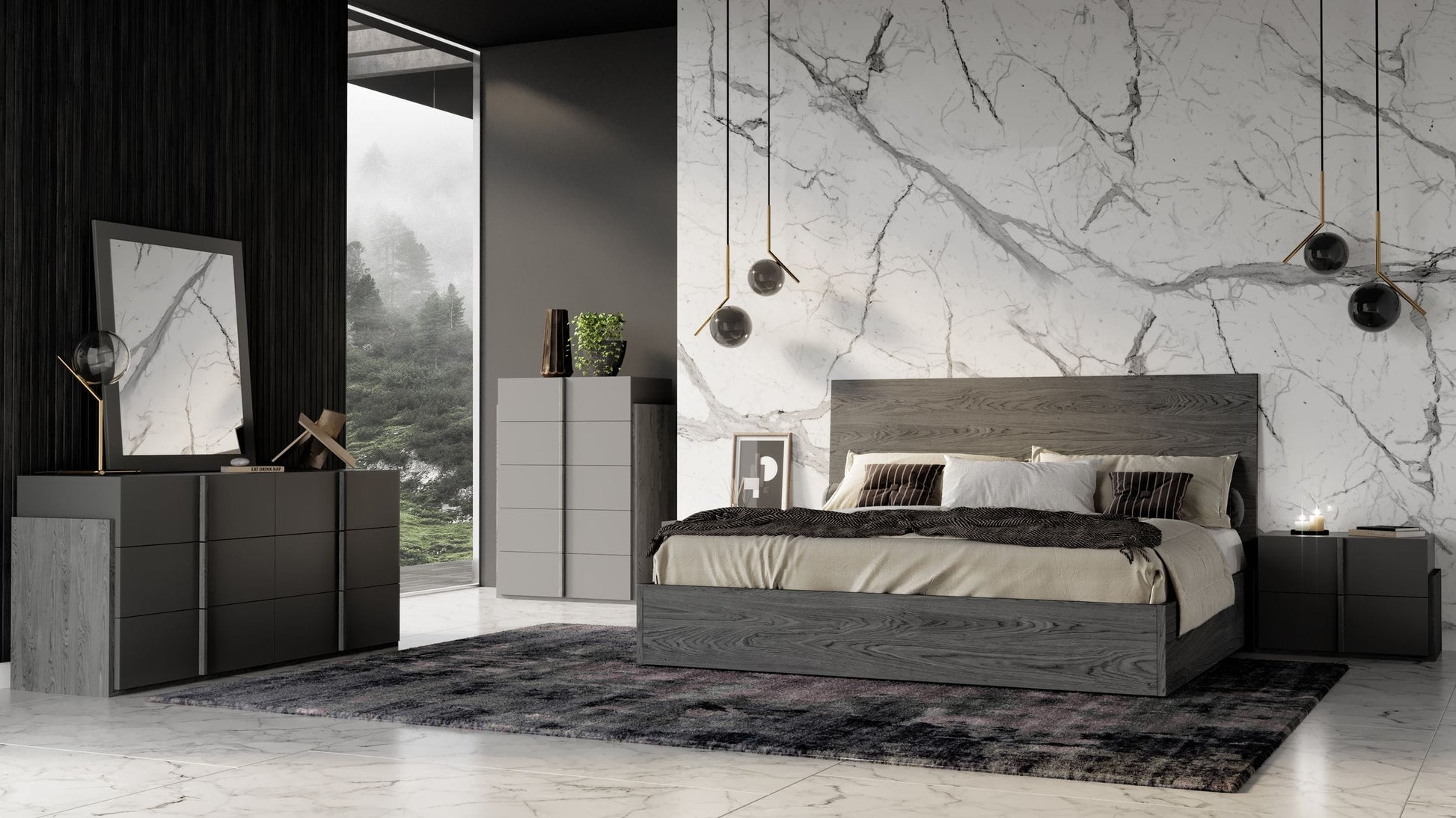VIG Furniture Nova Domus Lucia Italian Matte Grey Elm Grey Bedroom Set