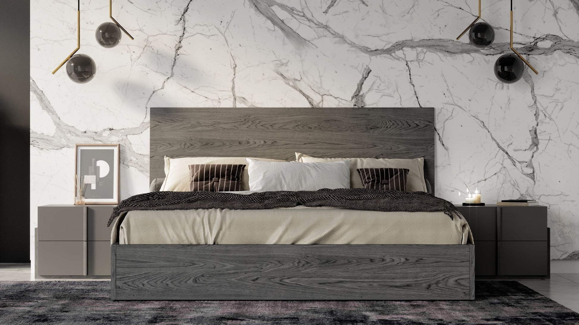 VIG Furniture Nova Domus Lucia Italian Matte Grey Elm Grey Bedroom Set