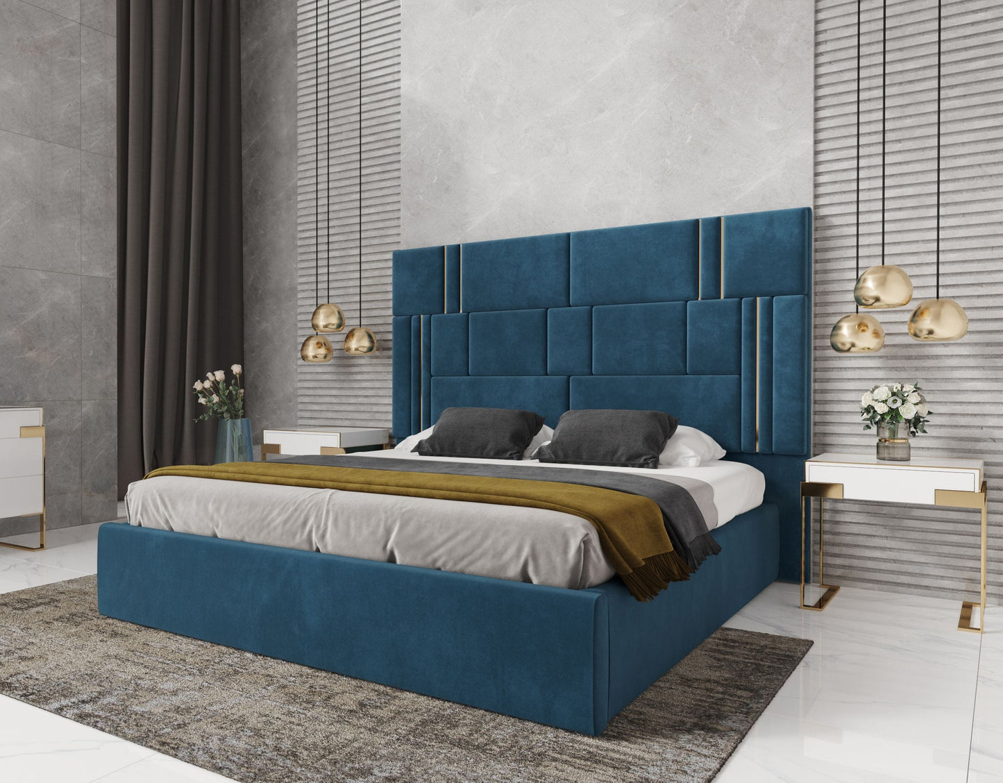 VIG Furniture Modrest Adonis Blue Fabric Bed