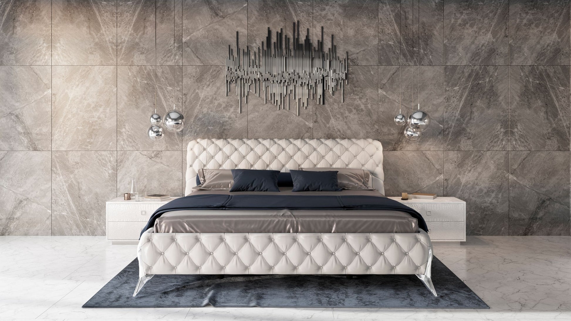 VIG Furniture Modrest Legend White Bonded Leather Bed