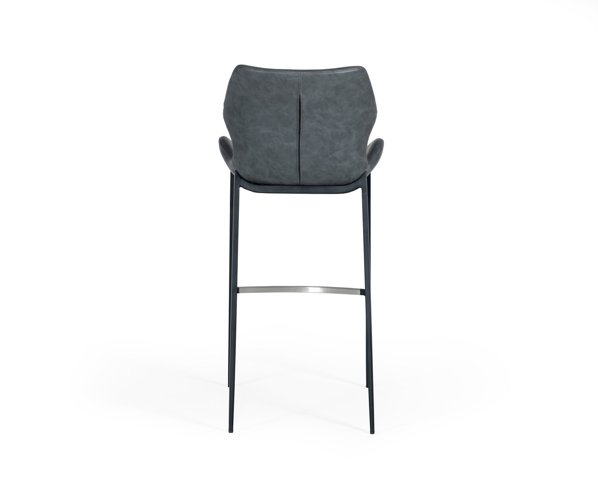 VIG Furniture Modrest Ithaca Industrial Dark Grey Leather Bar Stool Set of 2