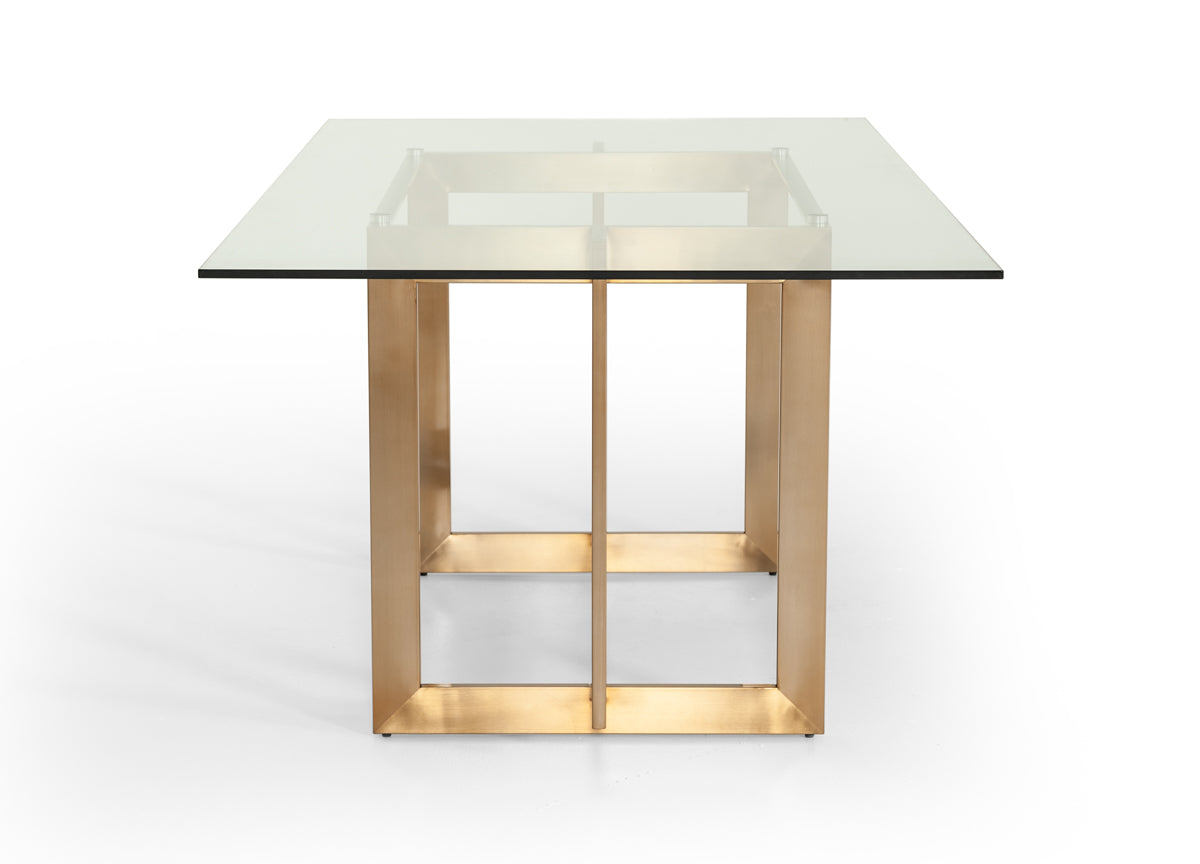 VIG Furniture Modrest Keaton Glass Brass Dining Table
