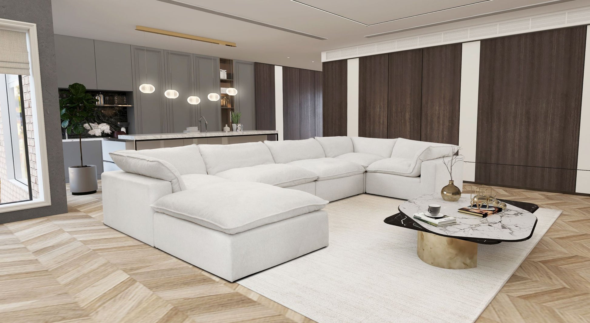 VIG Furniture Divani Casa Kellogg White Feather Sectional Sofa